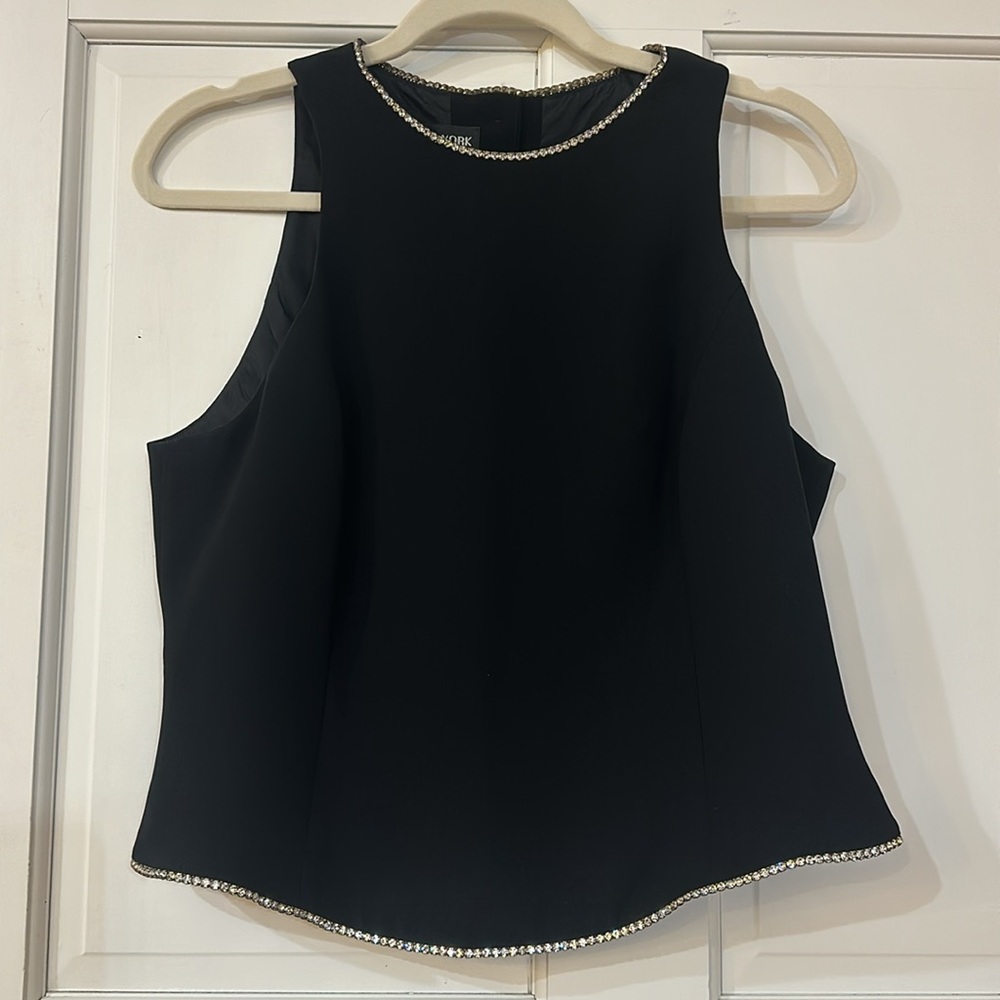 Jones New York Evening Black Sequin Sleeveless Blouse Size 12